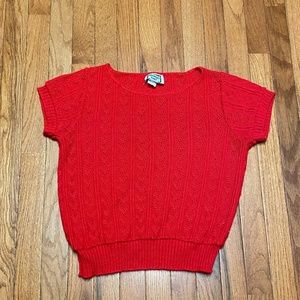 Vintage Keneth too! Made in USA short sleeve red knitted women’ sweater sz Small
